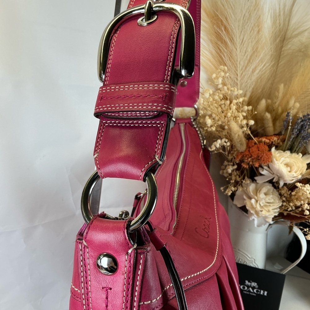Coach Y2k Xl Soho Pleated Pink Fuchsia Leather Hobo H… - Gem
